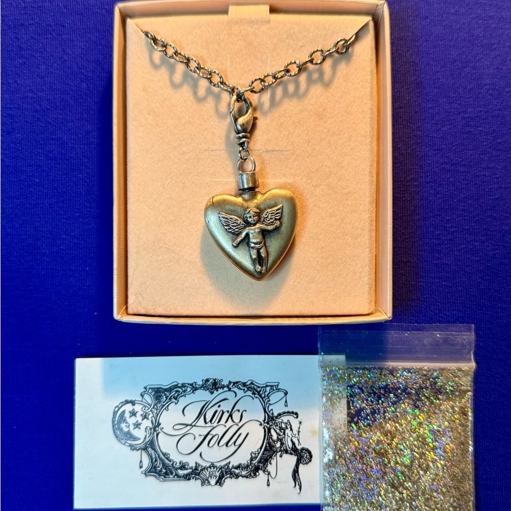 Kirks Folly ~ Angel Cherub Urn Necklace 34” Fairy Dust. - Picture 5 of 14
